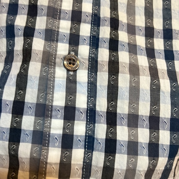 PERRY ELLIS dress shirt men’s XXL Black/blue/grey/white pattern - Picture 4 of 7